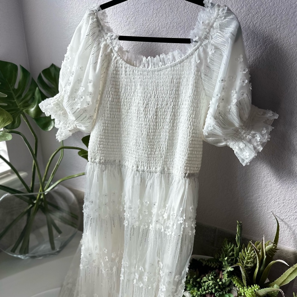JessaKae White Floral Dress Sz XL - Picture 2 of 10